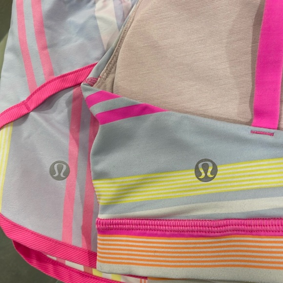 NWT lululemon speed shorts striped pink 2 lululemon sports bra 6 price is firm - Picture 7 of 12